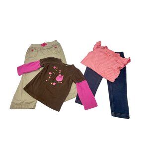 Toddler Girls Outfits  -  2 pants, 1 Shirt, 1 Body Suit - Sizes 24 M and 2T‎